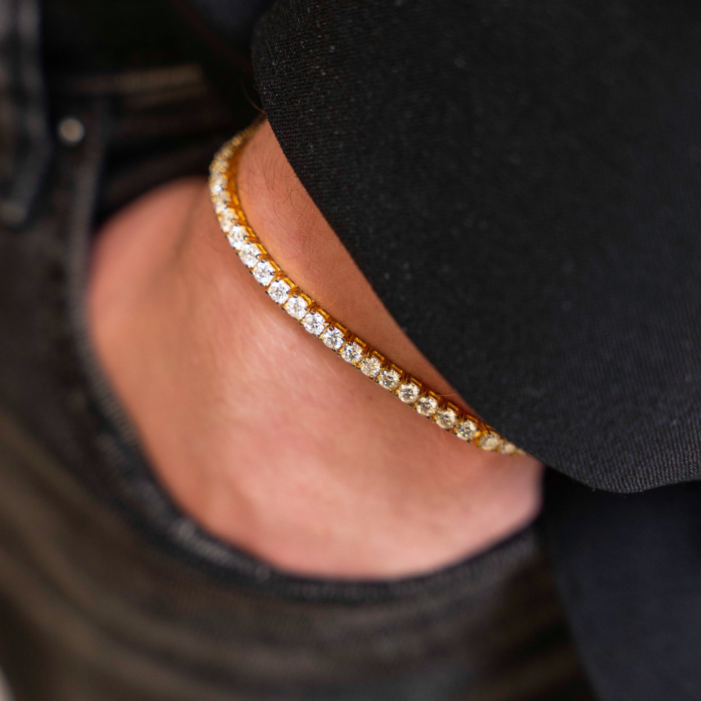 Tennis Bracelet Gold Transparent 3 mm